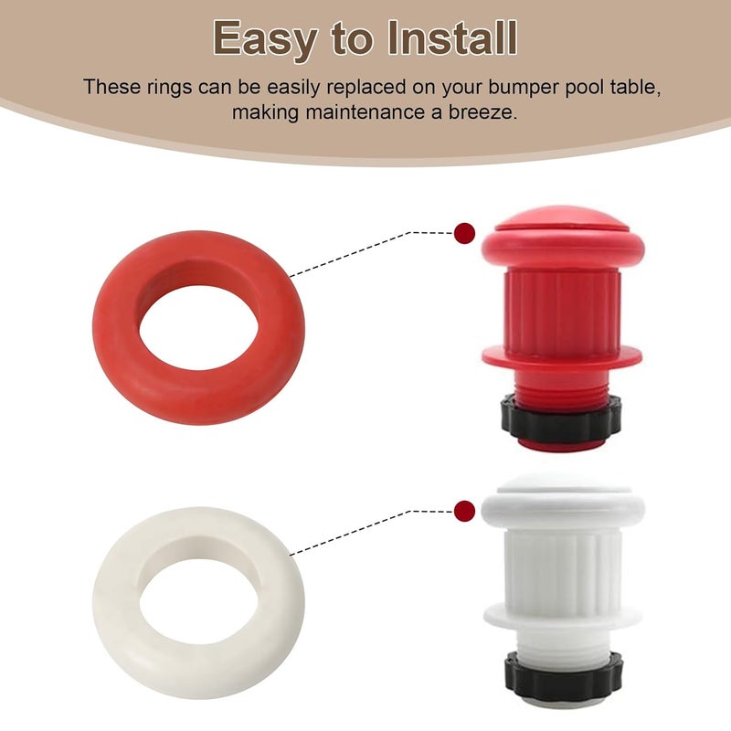 Batator 16 Pack Small Bumper Pool Rubber Rings,Bumper Pool Table Replacement Parts Fit Bumper Pool Table, Brought New Life to Old Hard Bumpers（8 Red and 8 White - Image 3